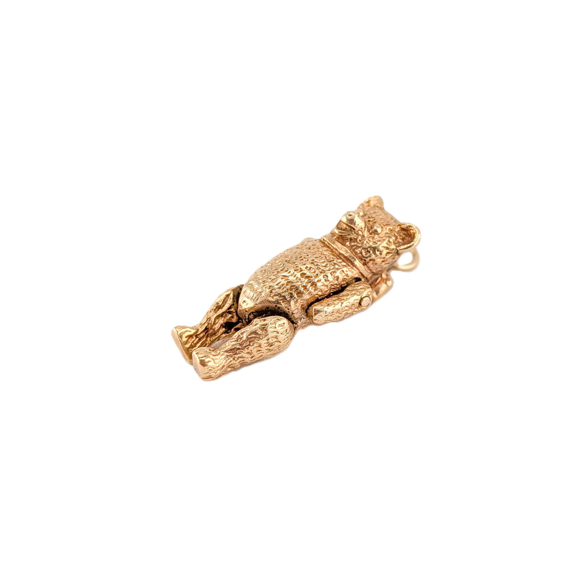 Vintage 14K Gold Mechanical Teddy Bear Charm with Articulated Arms & Legs