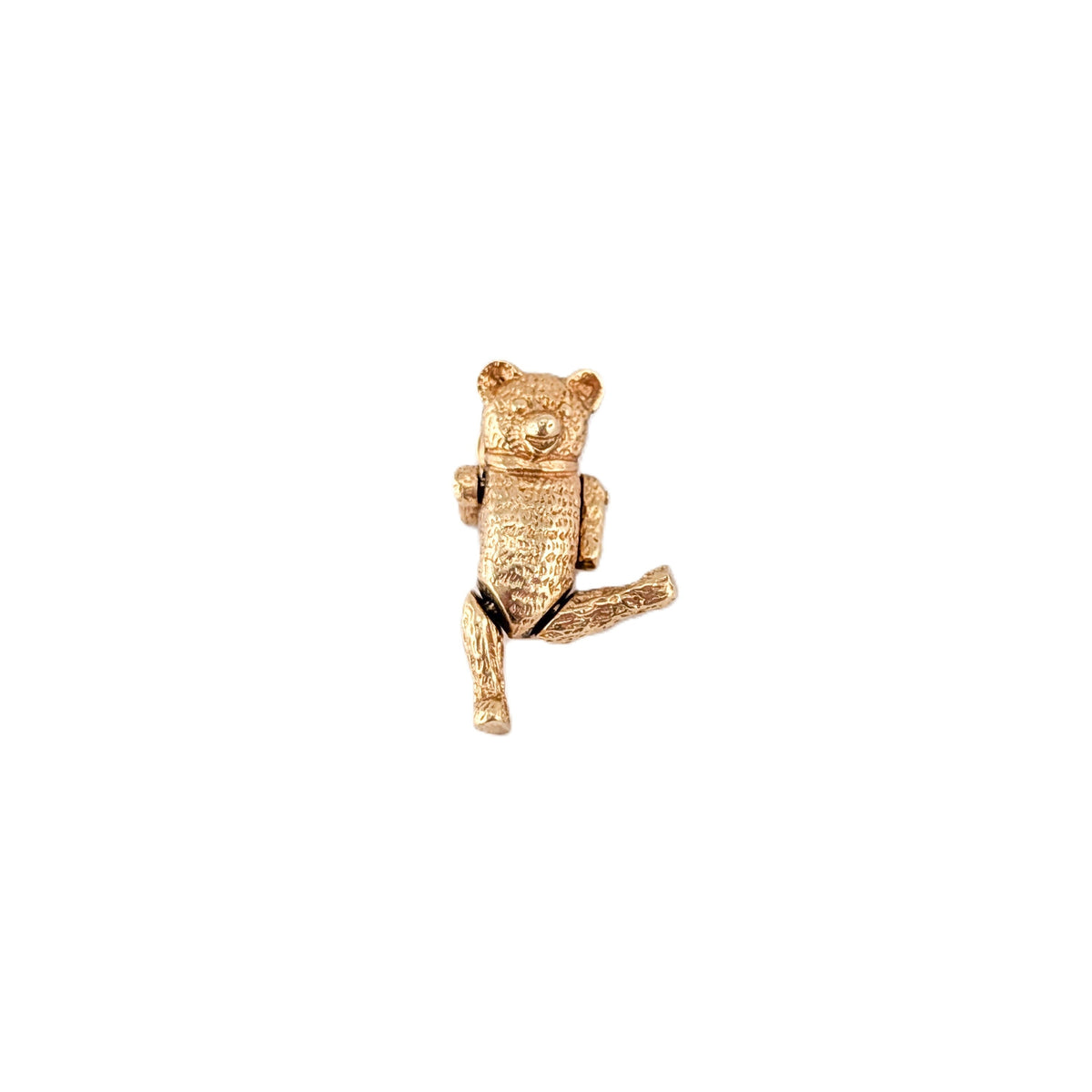 Vintage 14K Gold Mechanical Teddy Bear Charm with Articulated Arms & Legs