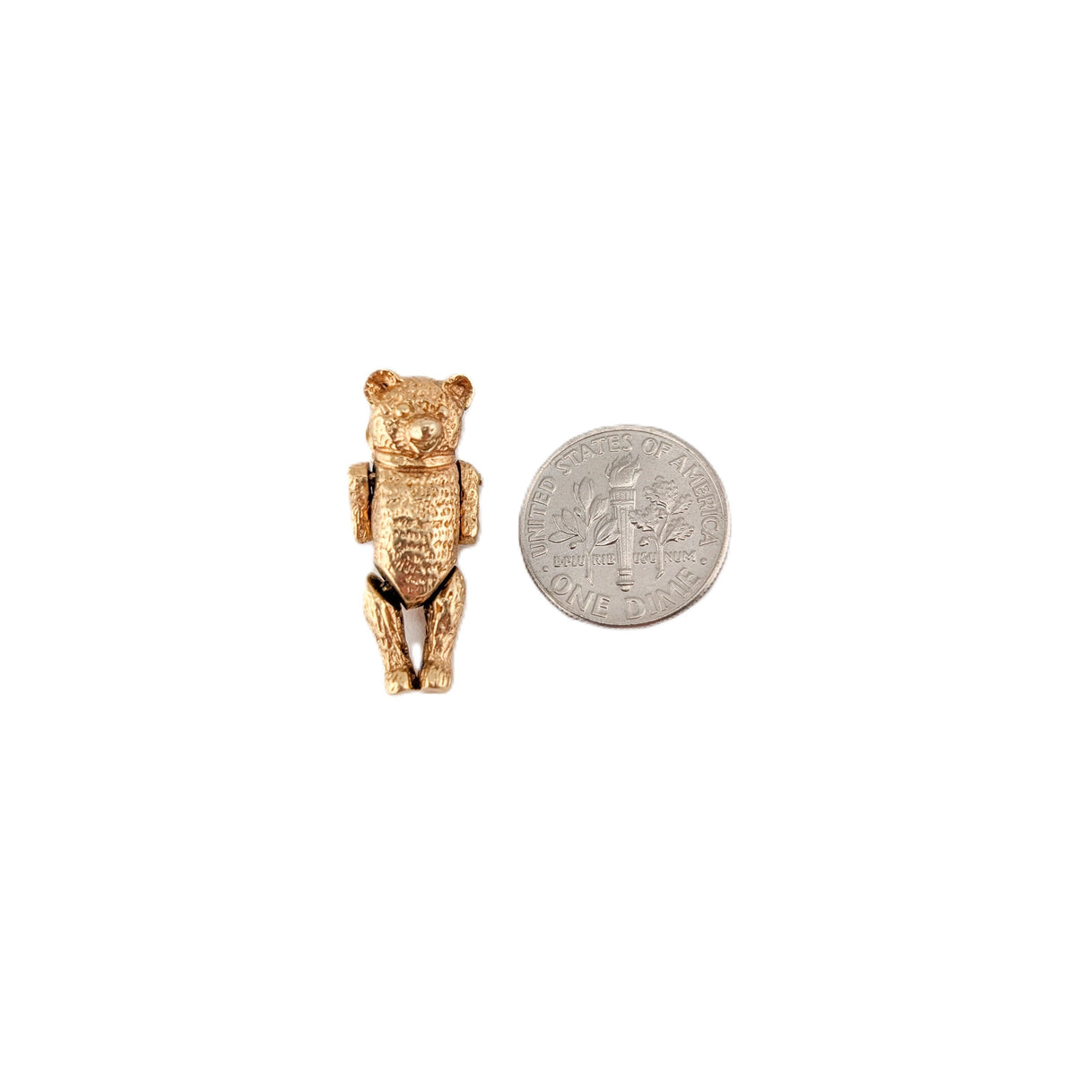 Vintage 14K Gold Mechanical Teddy Bear Charm with Articulated Arms & Legs
