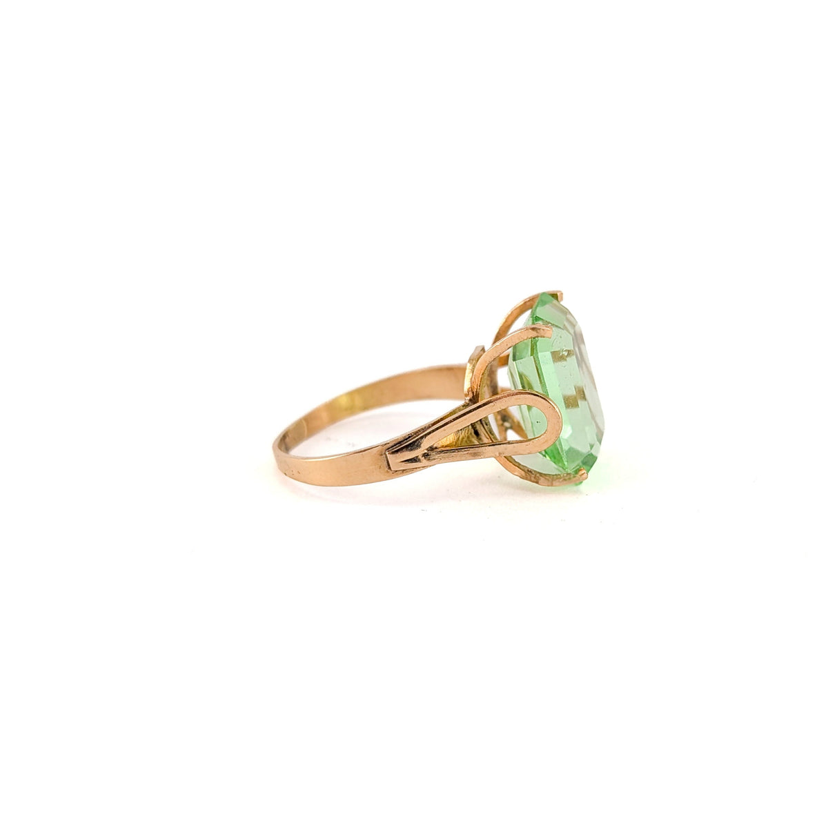 Vintage 14K Gold Synthetic Uranium Spinel Ring | UV Reactive