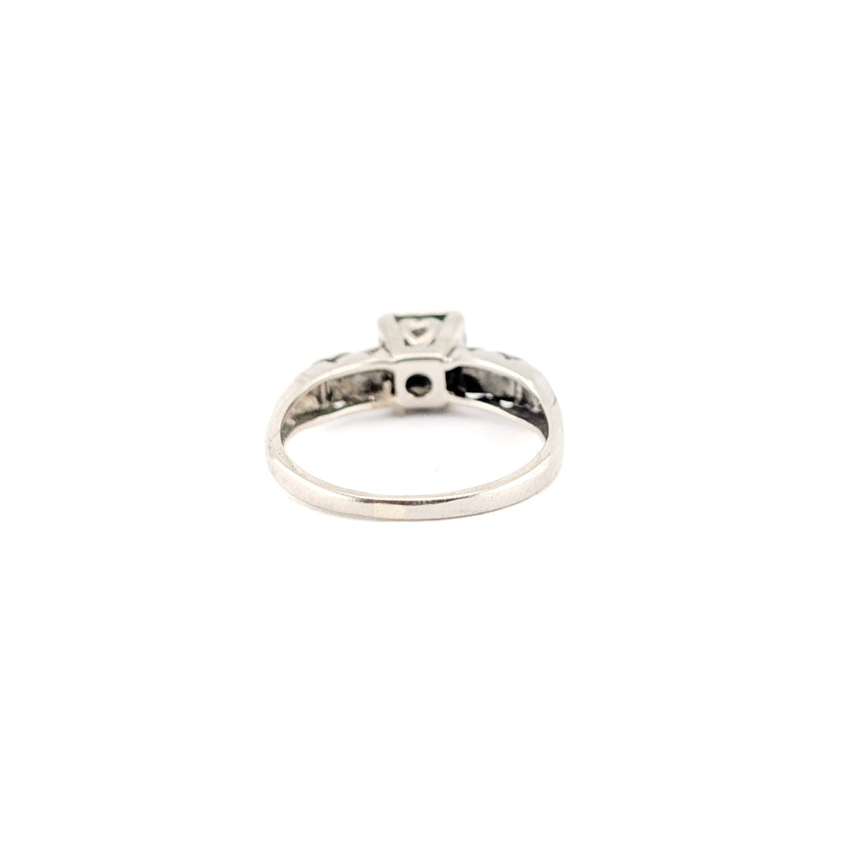 Vintage 14K White Gold Round 0.23ct Old European Solitaire Ring - Engagement Rin