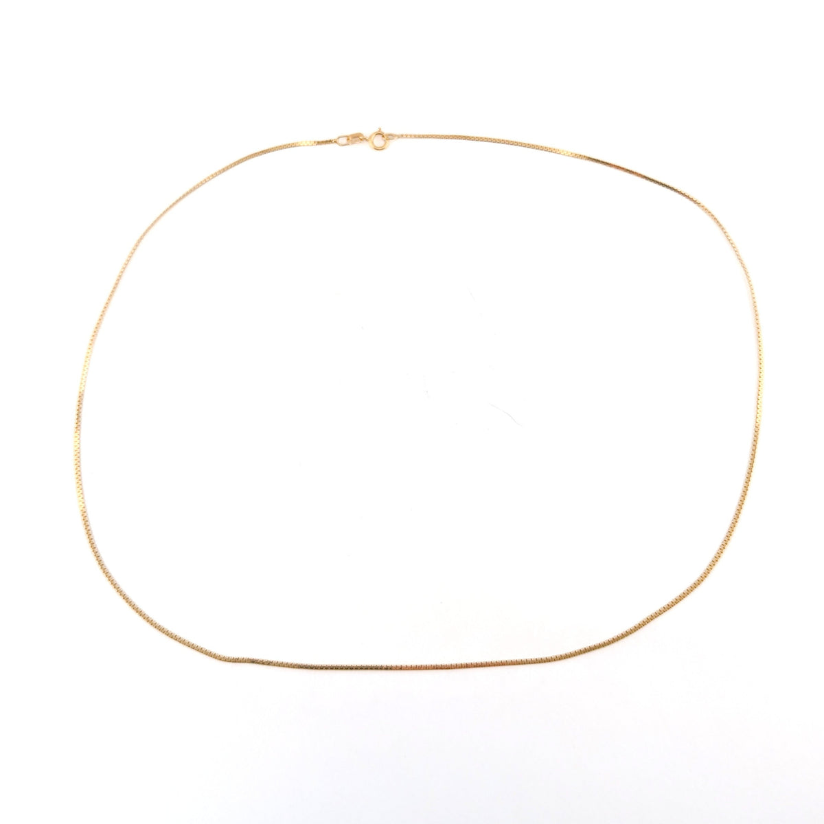 Vintage 14K Yellow Gold Box Chain Necklace, 18 Inch