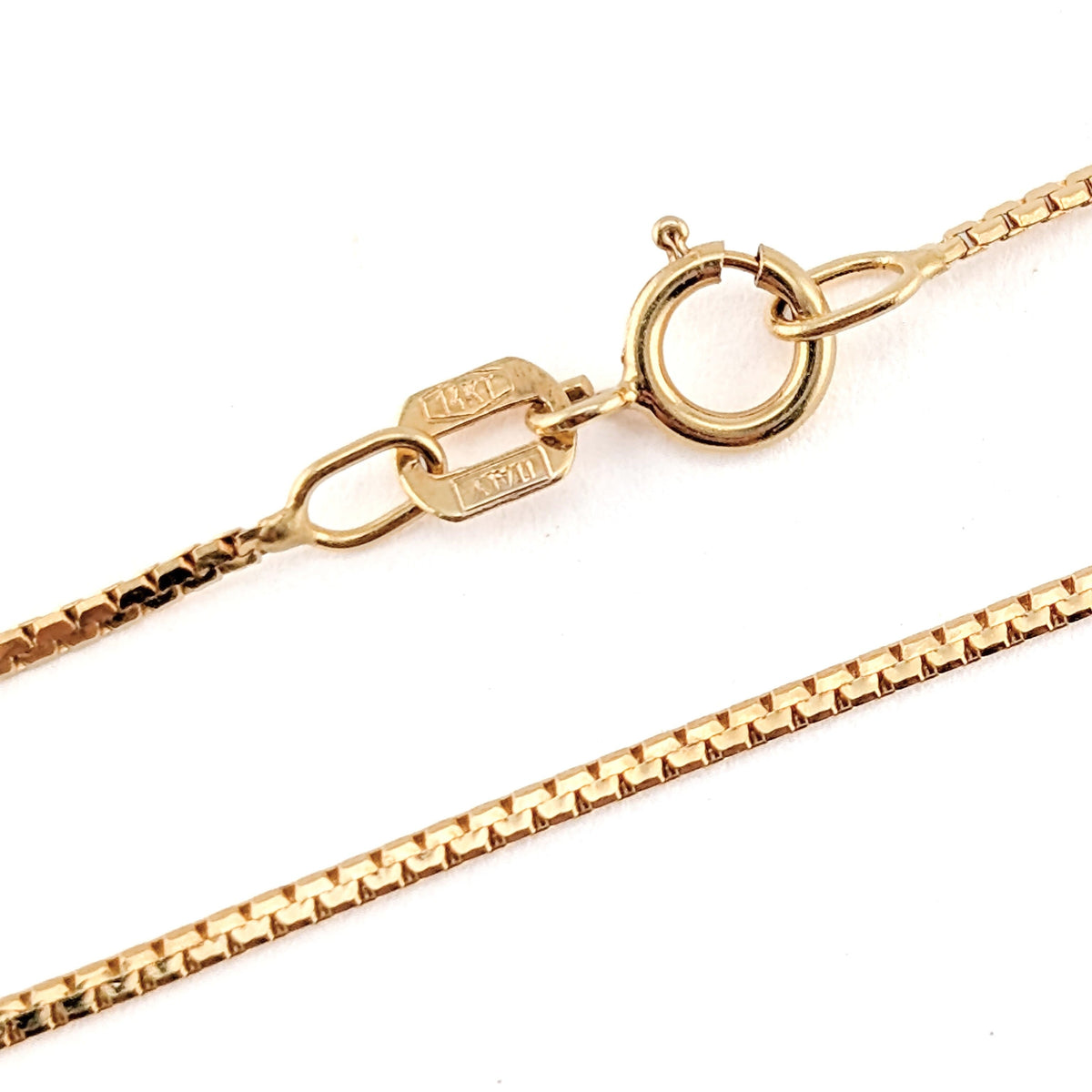Vintage 14K Yellow Gold Box Chain Necklace, 18 Inch