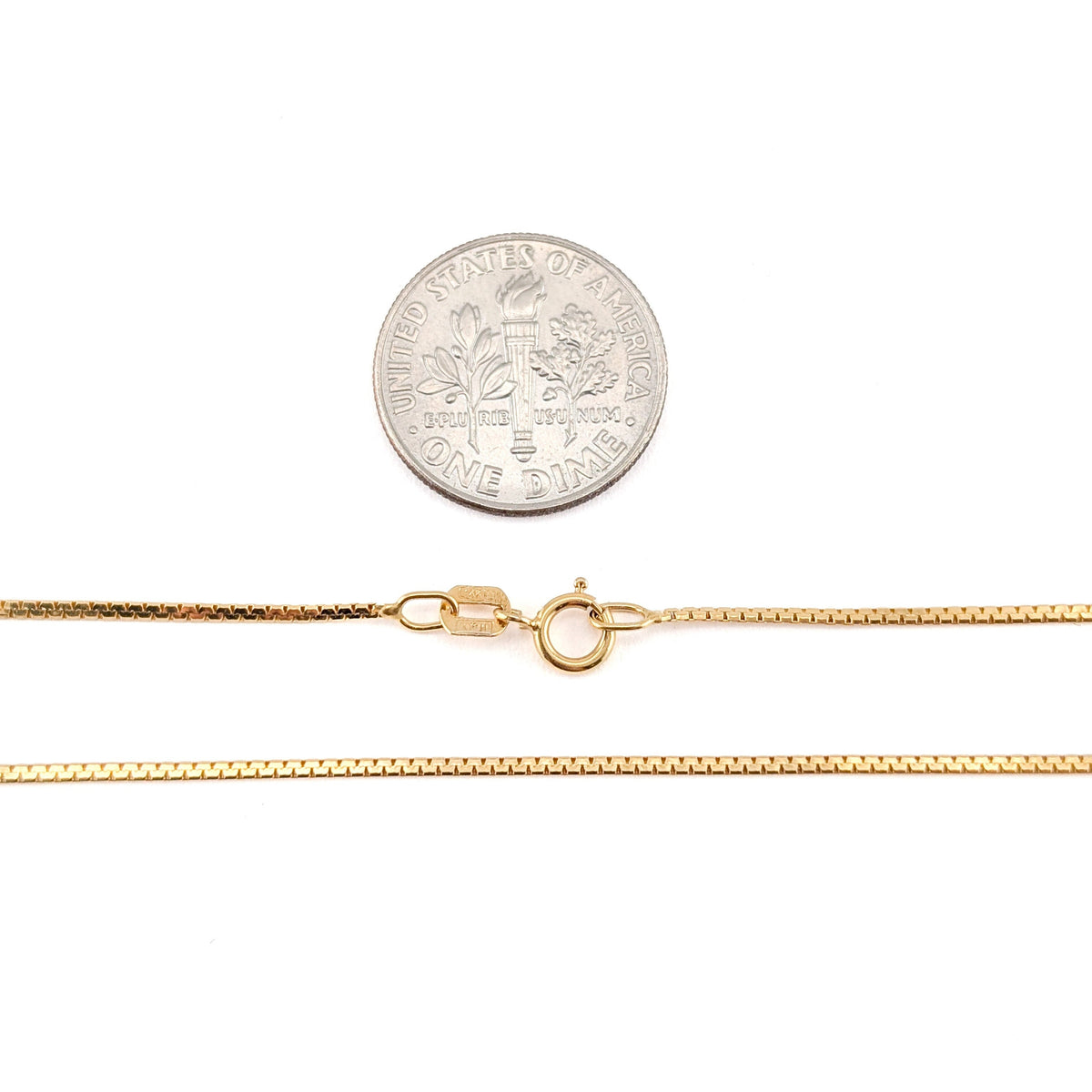 Vintage 14K Yellow Gold Box Chain Necklace, 18 Inch