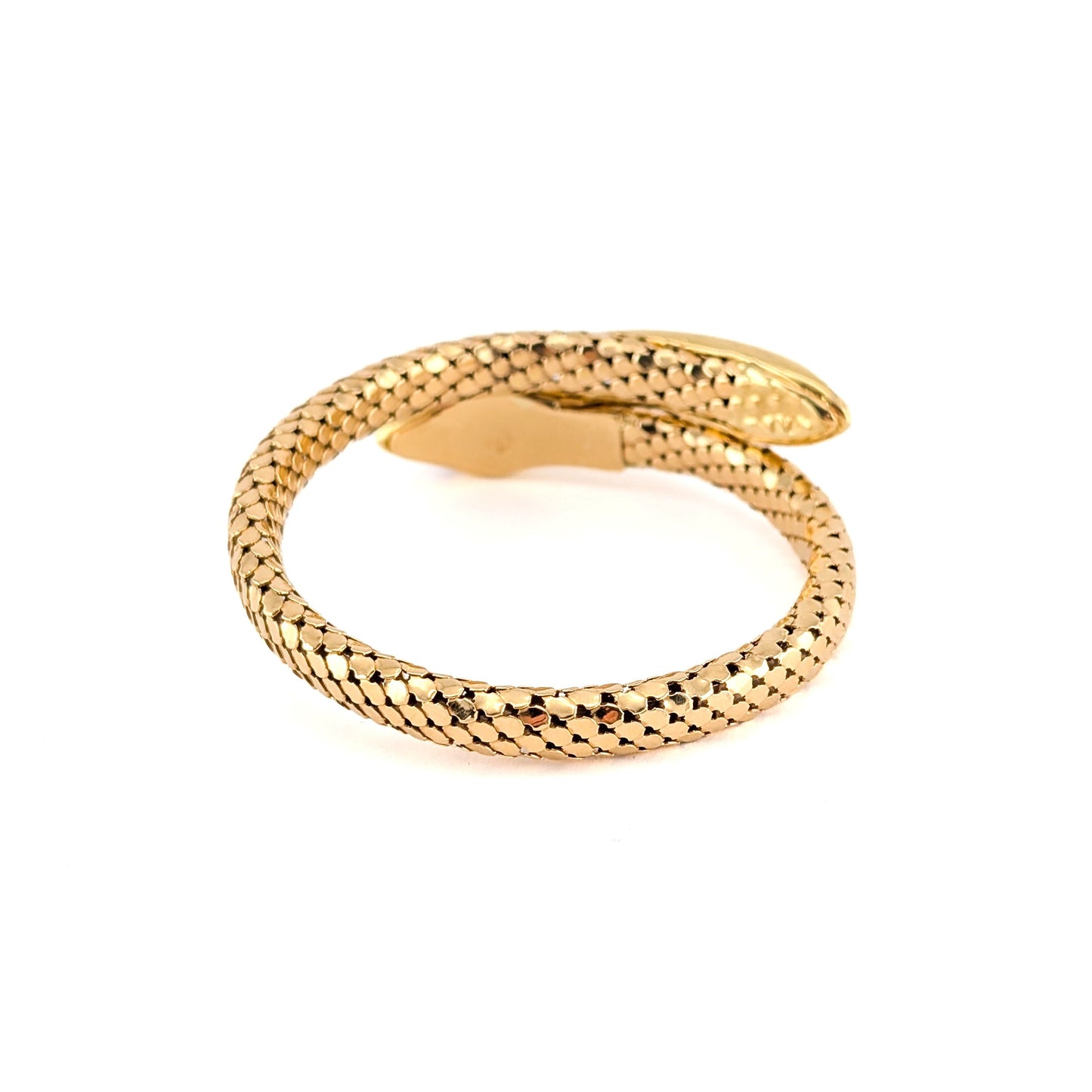 Vintage 18K Gold Diamond Emerald & Ruby Coiled Snake Bracelet