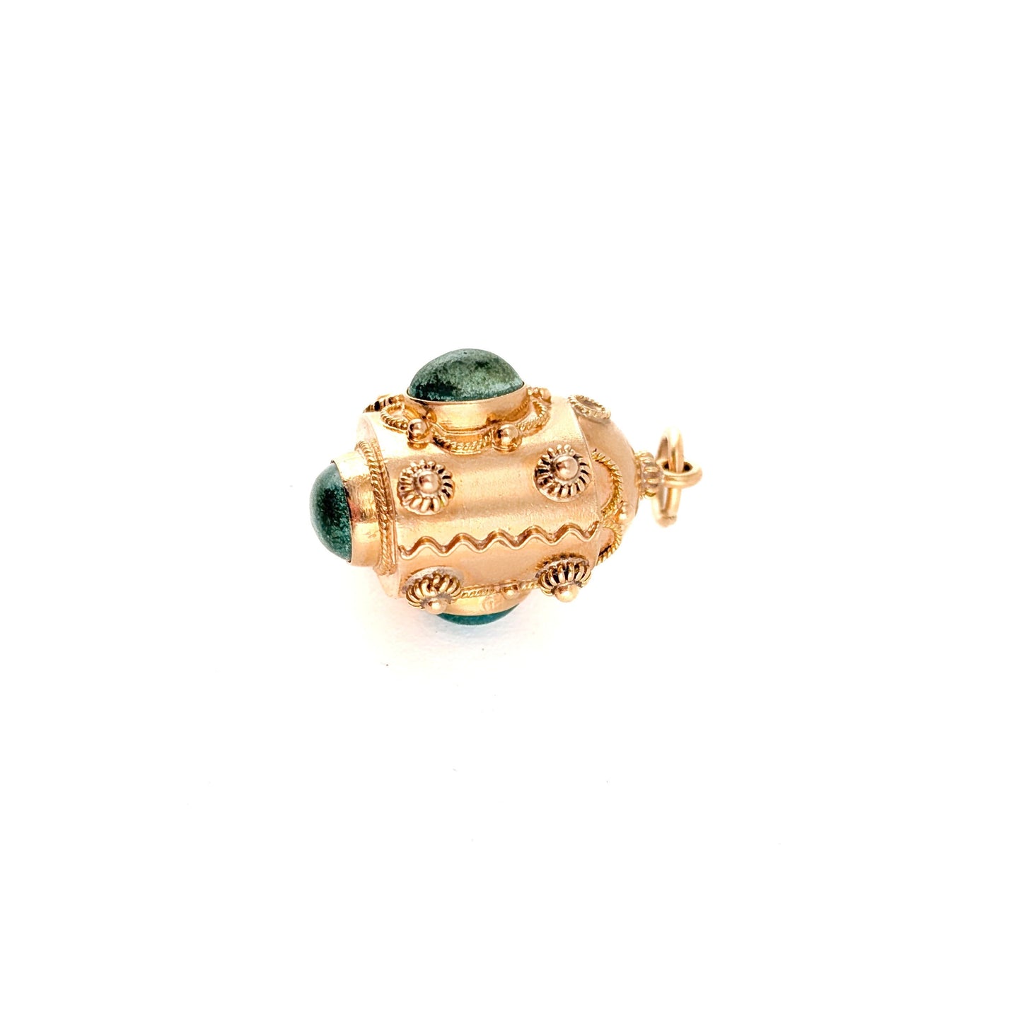 Vintage 18K Gold Etruscan Revival Aventurine Pendant