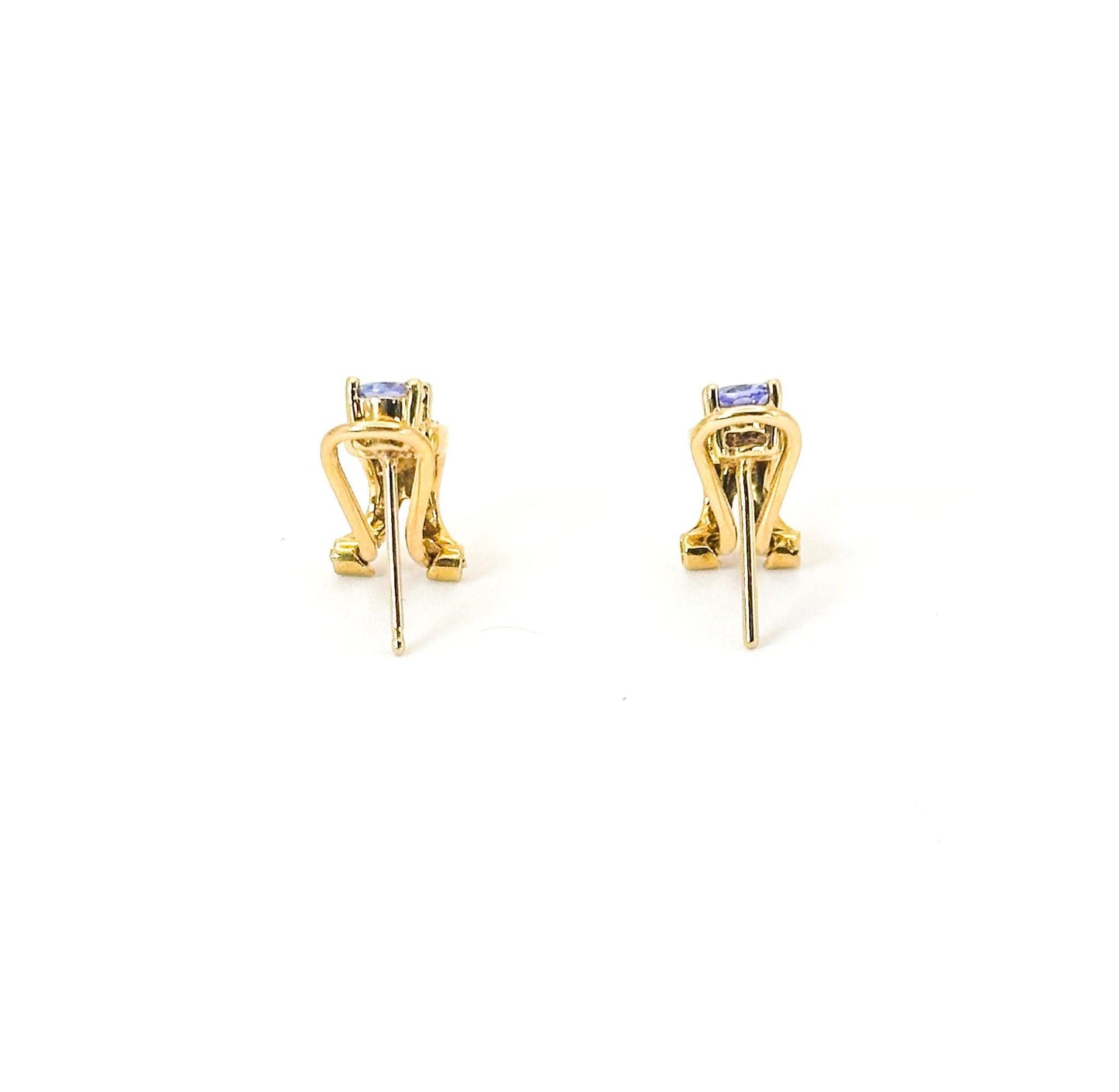 Vintage 18K Gold Tanzanite, Diamond & Opal Earrings