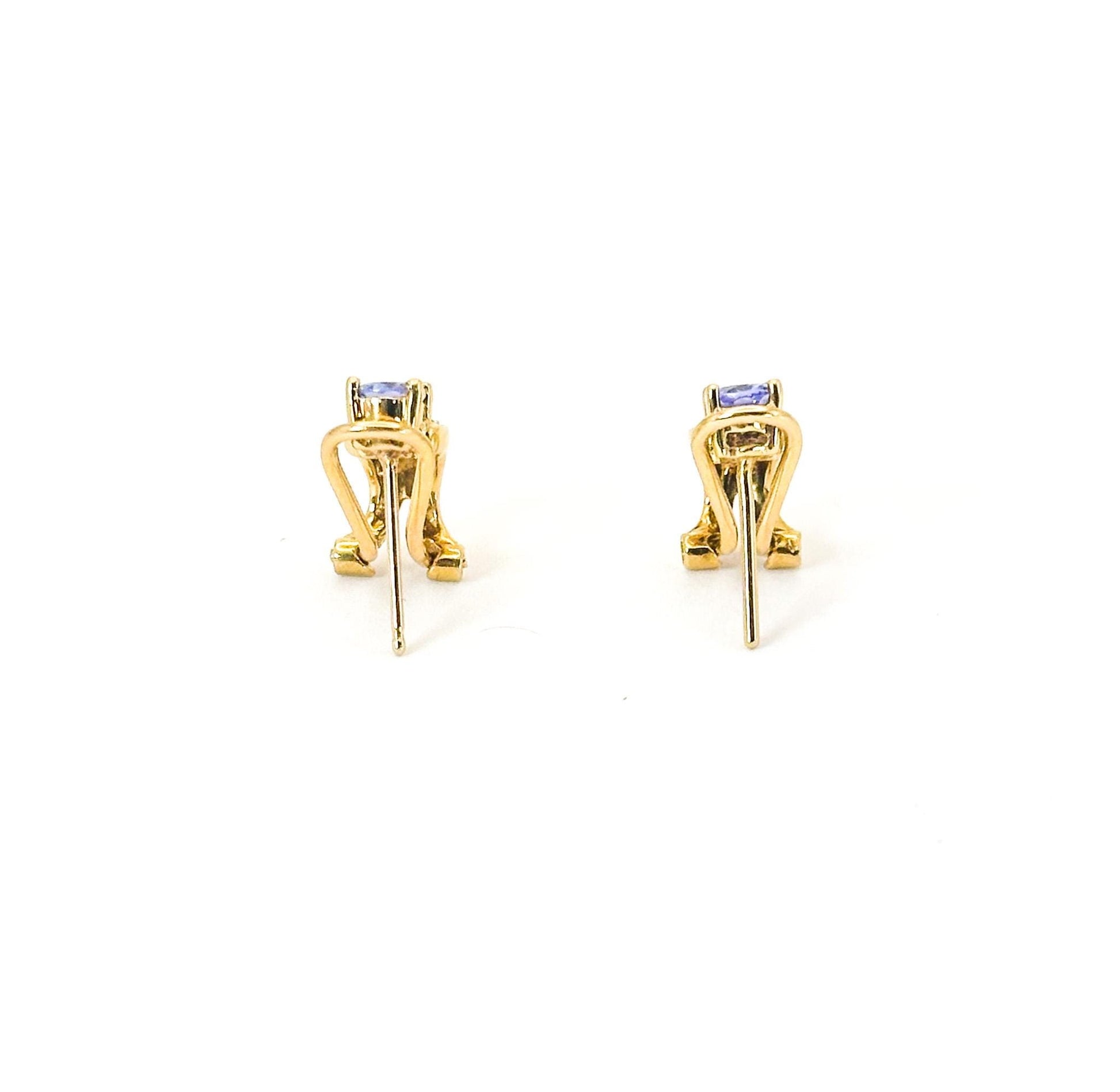 Vintage 18K Gold Tanzanite, Diamond & Opal Earrings