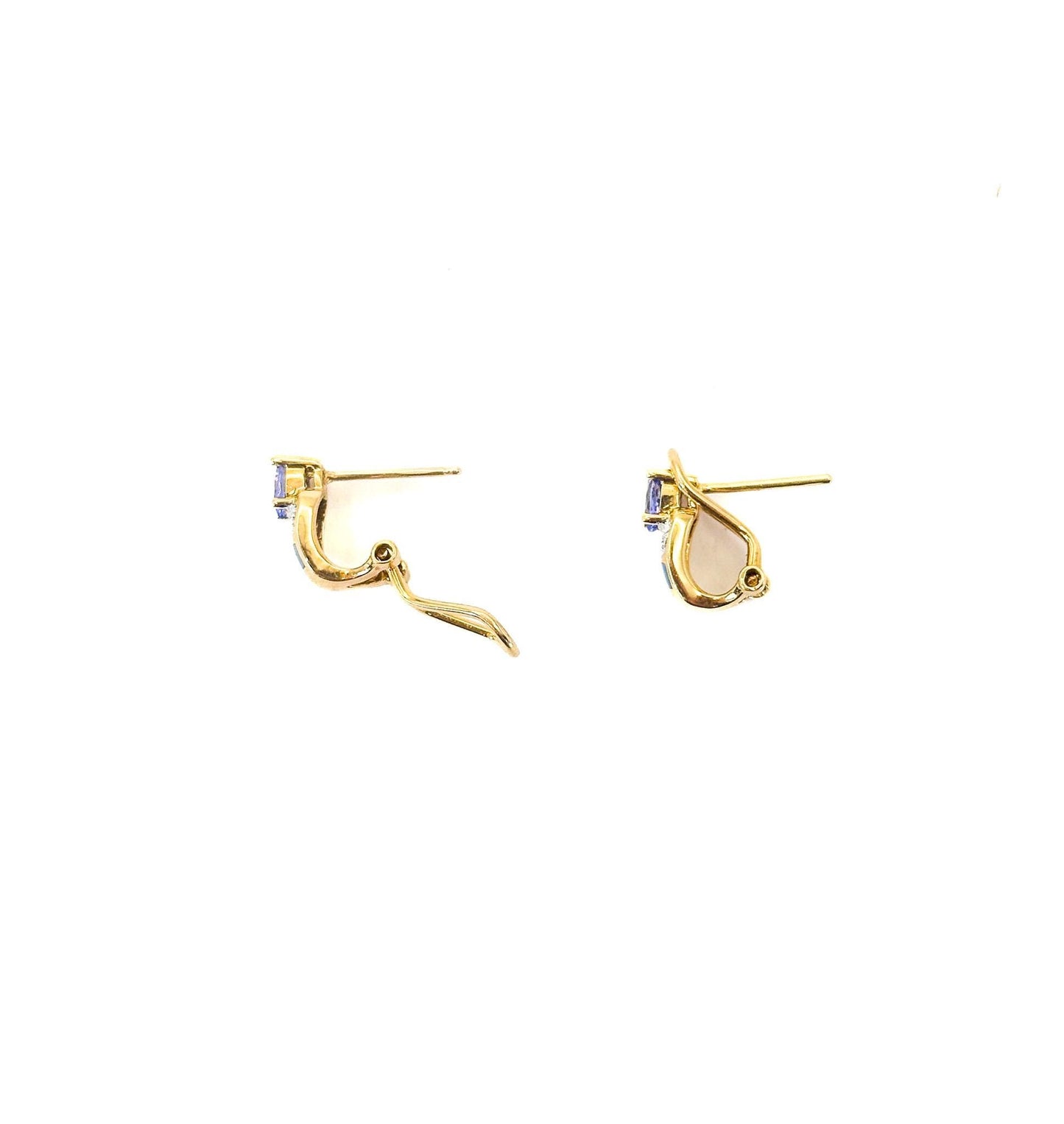 Vintage 18K Gold Tanzanite, Diamond & Opal Earrings