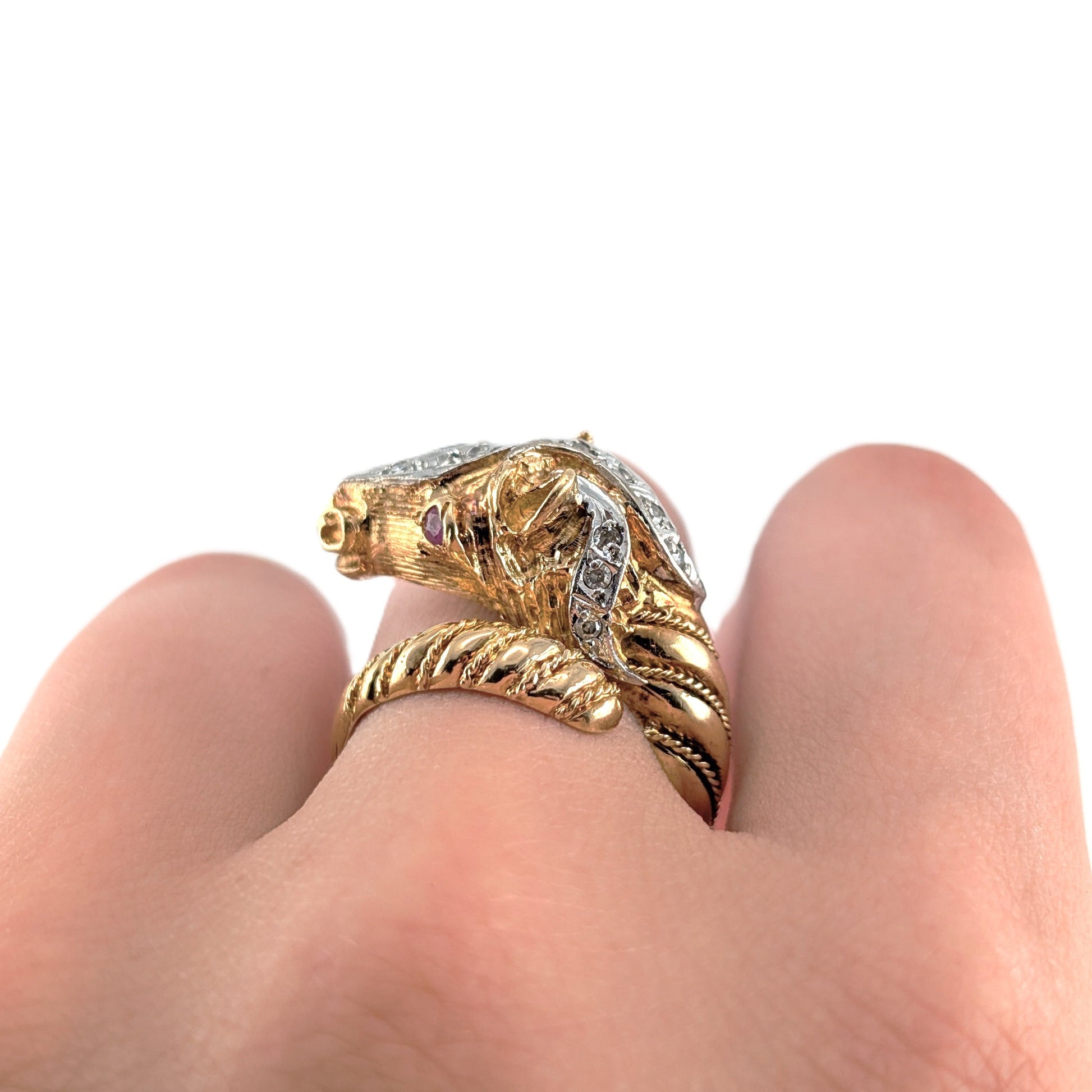 Vintage 18K Two-Tone Gold Horse Head