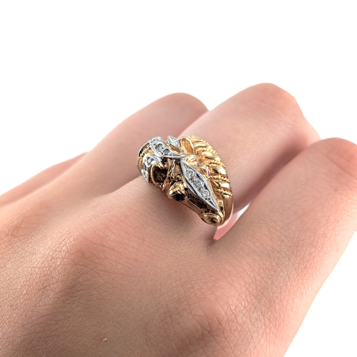Vintage 18K Two-Tone Gold Horse Head