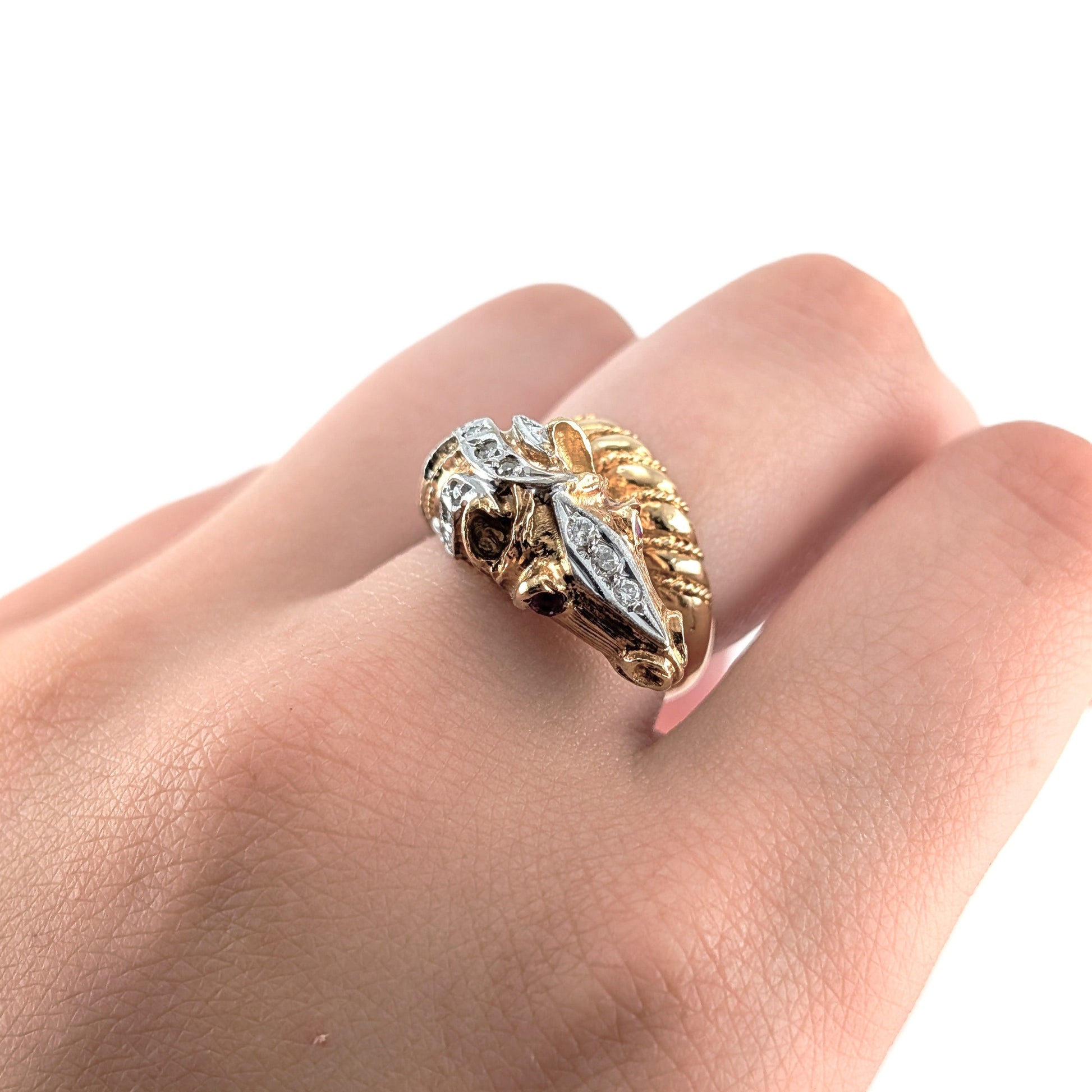 Vintage 18K Two-Tone Gold Horse Head