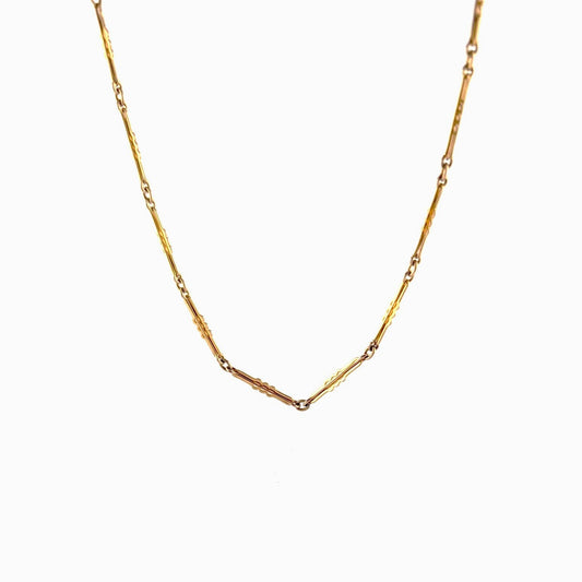 Antique 10K Yellow Gold Decorative Bar Link Watch Chain, 13"